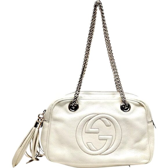 505424BA (X6) Gucci Shoulder Bag White Leather - Picture 1 of 9